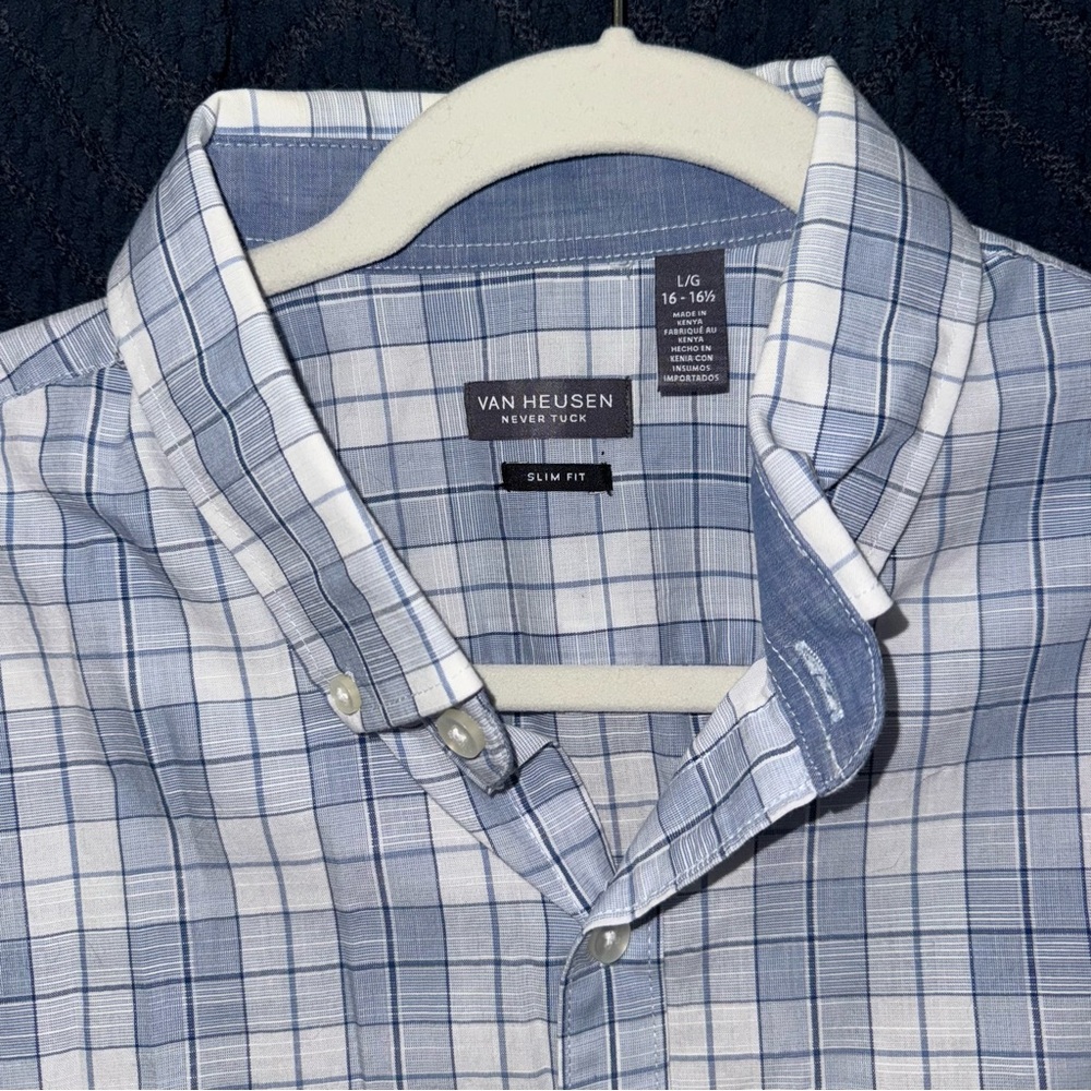 Van Heusen Men's Light Blue Checkered Shirt